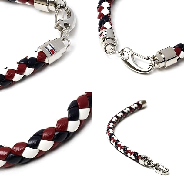 Amazon | トミーヒルフィガー TOMMY HILFIGER ロブスタークラスプ レザー ブレスレット 2790046 ブランドロゴ ホワイト  ネイビー レッド マルチカラー カジュアル ファッション シンプル メンズ アクセサリー アクセ ブレス 男性用 [並行輸入品] | ブレスレット 