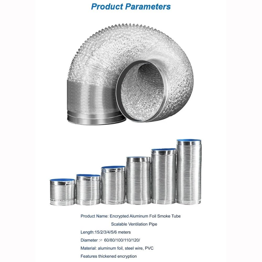 Conductos de aluminio flexibles, tubo de ventilación, tubo escalable | Rosca repuesto de extensión de conducto aire acondicionado portátil extractor,tiendas de campaña(60mm,4meter)