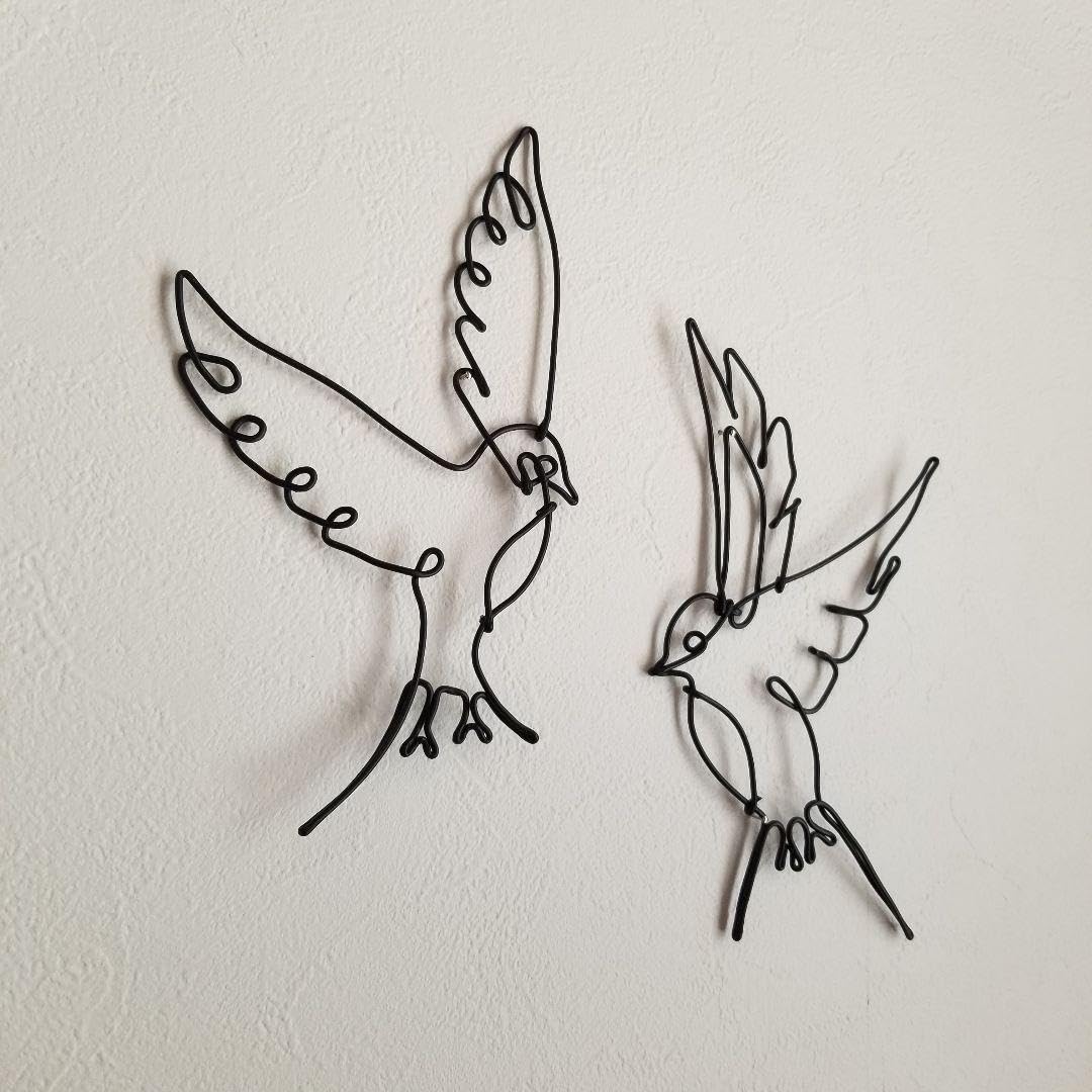 Amazon.co.jp: ワイヤーアート 壁飾り バード 2羽セット 飾り 壁面