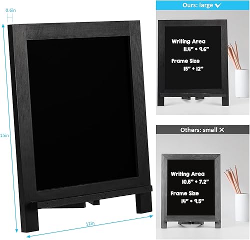 Miniatura 2 de Letrero de pizarra rústica, soporte de mesa de 15 x 12 pulgadas y exhibición para colgar en la pared, marco de madera de pino maciza con superficie