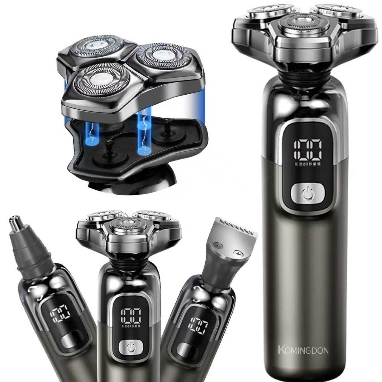 Electric Razor for Men, Shavers for Men Face,Rechargeable Mens Electric Shaver,Waterproof Wet Dry Cordless Razor,with Nose Hair Trimmer, Sideburns Trimmer