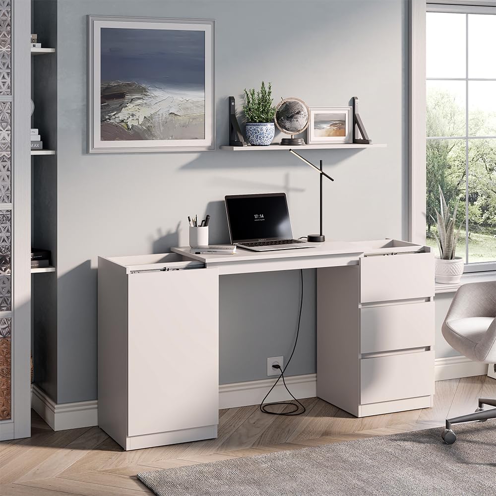 Vicco Cómoda con función Escritorio Varino, Blanco, 80 x 75.5 cm | extensible