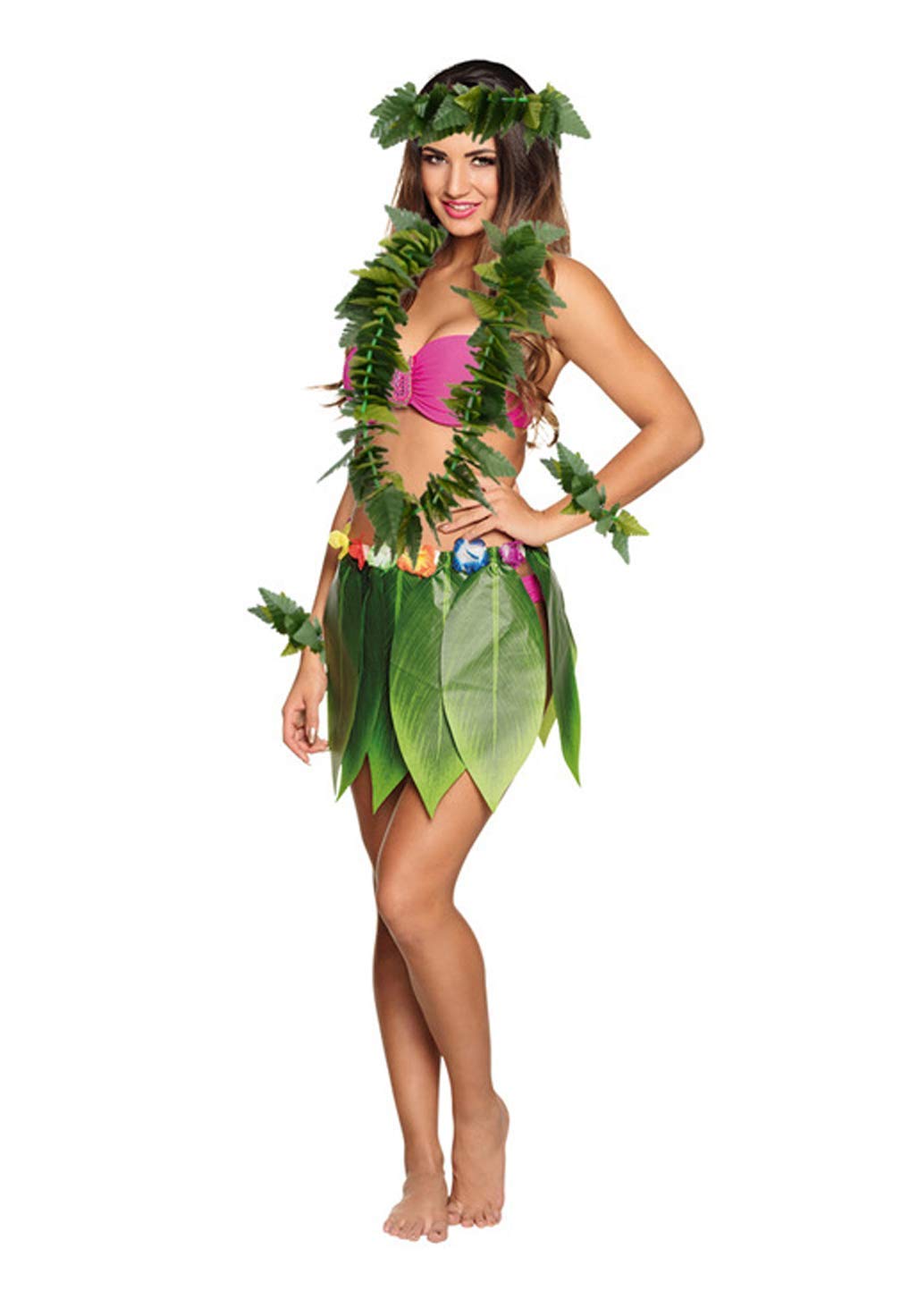EULAPGOE Falda Hawaiana Hula Completa – Falda, Collar, Diadema Y Pulsera, Para Fiestas Temáticas, Carnaval Y Cumpleaños