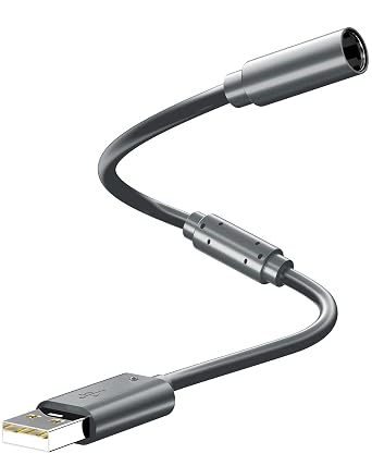 USB Breakaway Cable for Xbox 360 Controller, Logitech G920, Logitech G923 G27 G29, Thrustmaster 458 Spider, RockSmith Cable - Xbox to USB Adapter 1, Grey