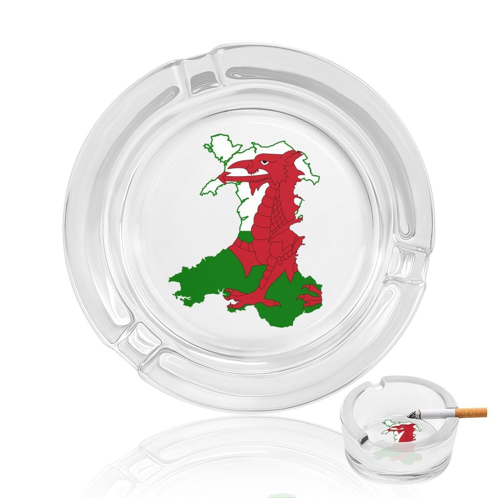 Nclqvjxzkhw Style Flag Map Of Wales Glass Ashtray Round Ash Tray Smoking Trays For Home Garden Outdoor