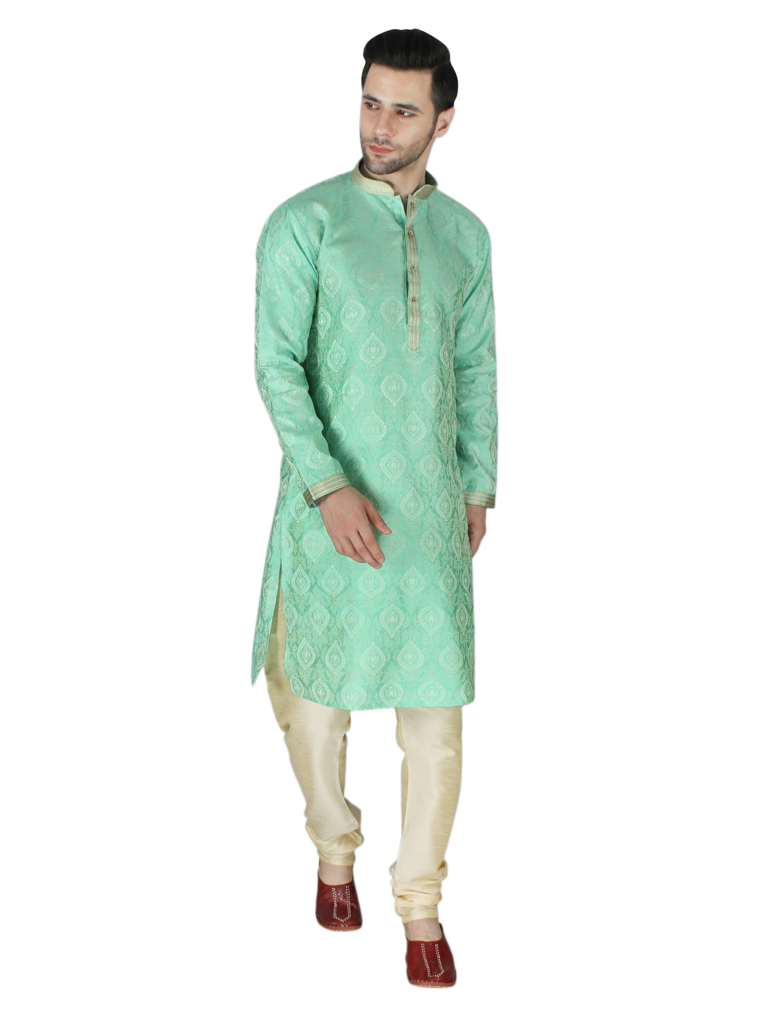exotic india Jacquard Modish Big Pattern Ethnic Kurta Pajama Set-picture-41