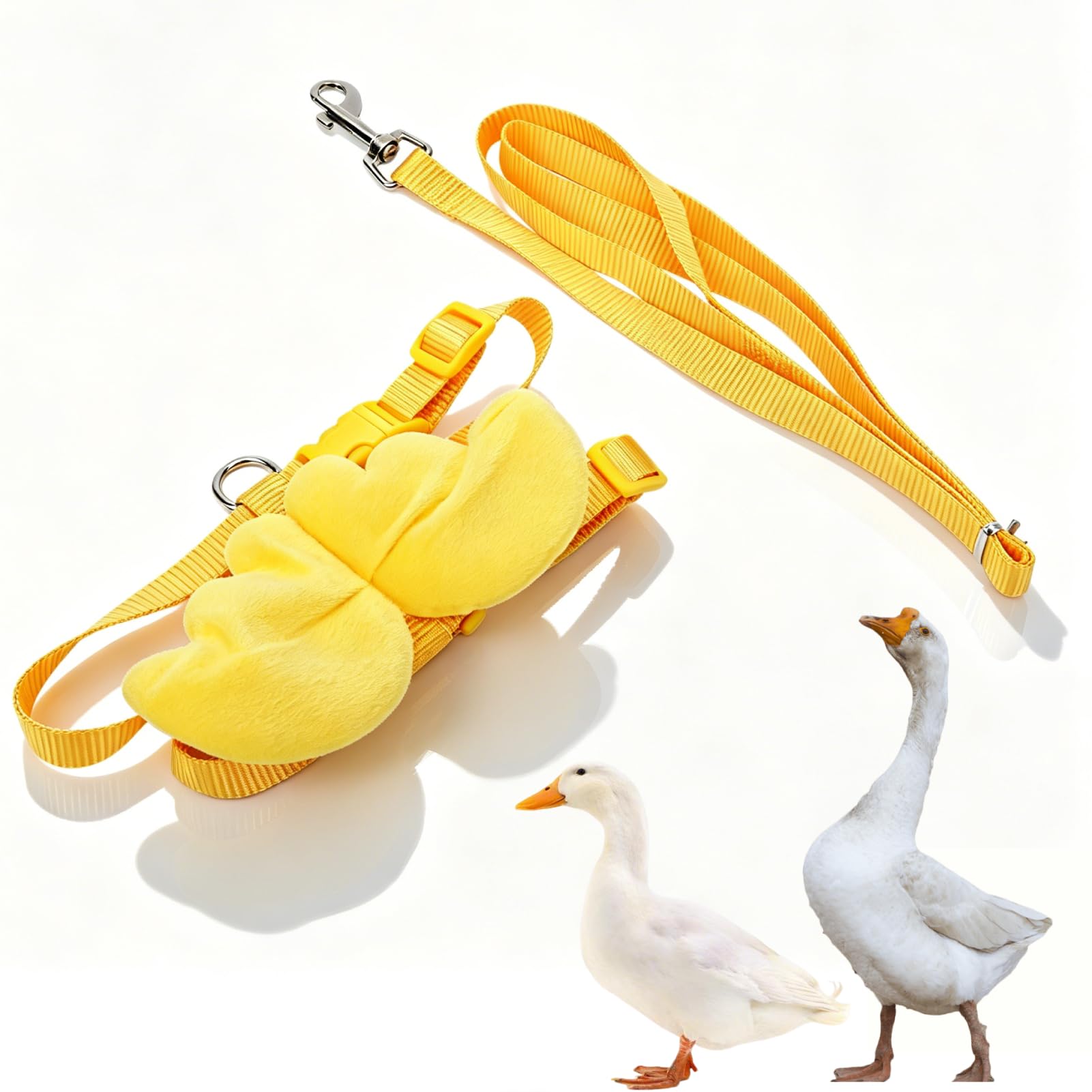 Ducks Adjustable Harness with Traction Leash, Breathable Soft Chicken Chest Vest Traction Rope for Outside Walking Harness Leash Safety Strap for Pets Duck Chicken Goose (M Yellow)