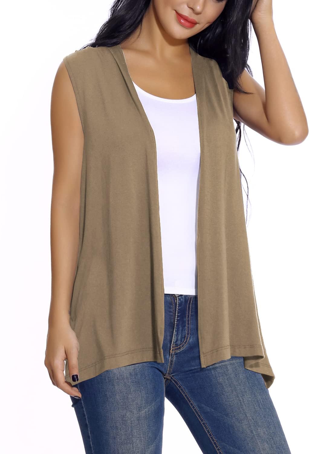 Women's Sleeveless Open Front Cardigan Vest Lightweight Cool Coat