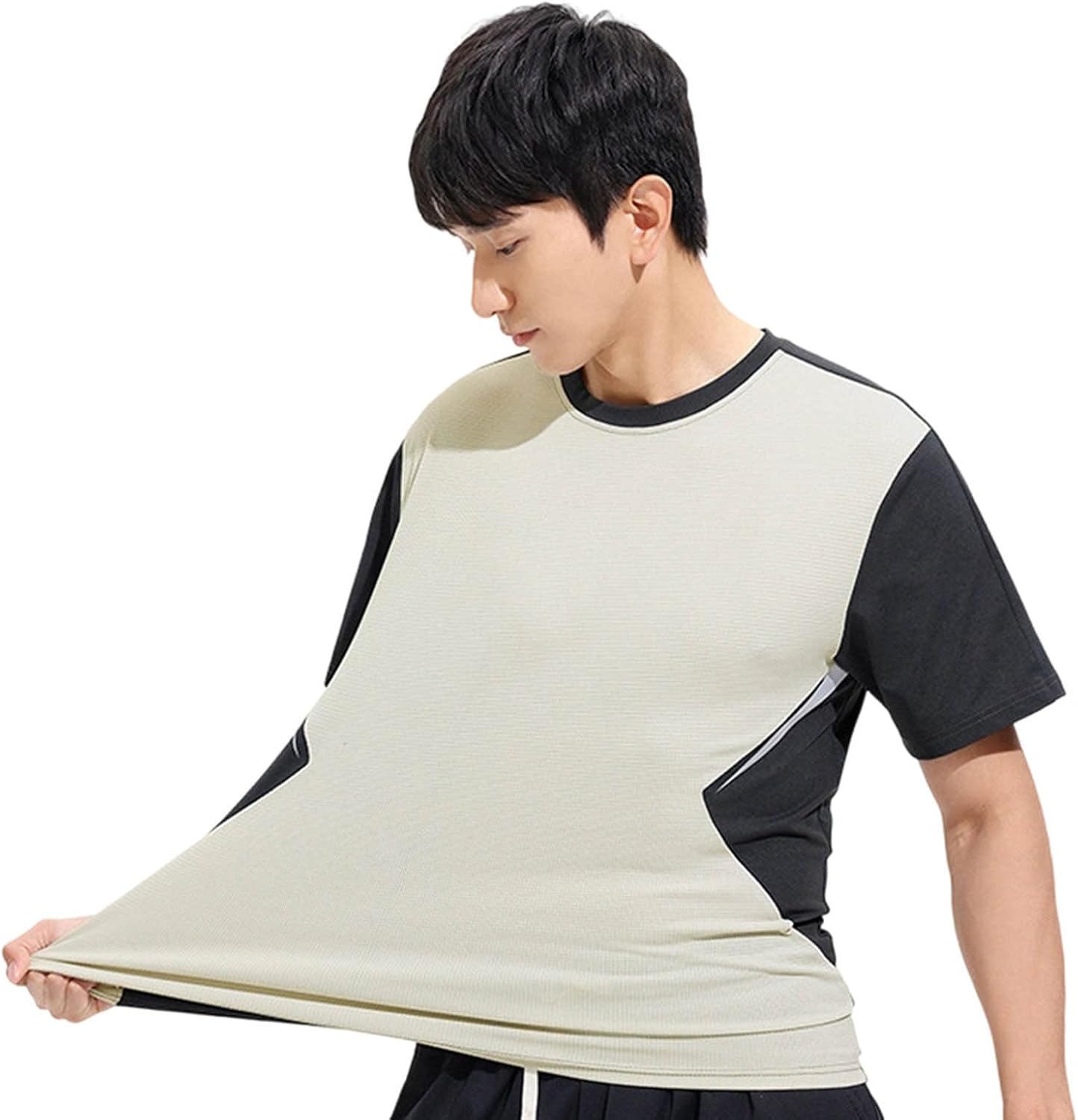 Mens Workout Shirts Quick Dry Athletic T-Shirts Short Sleeve Moisture Wicking Tee Gym Active Tee Color Block Tops