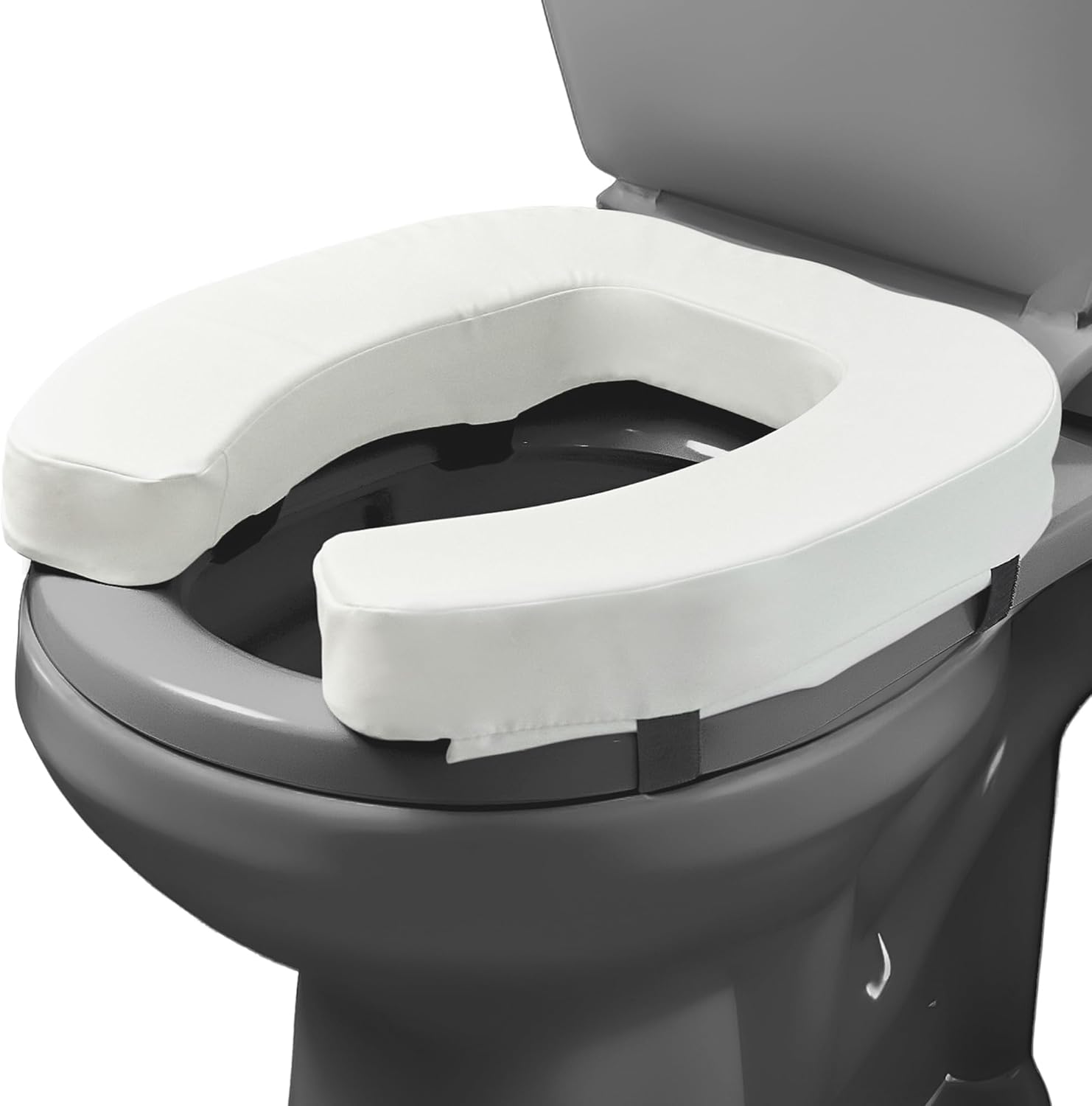 Lunderg Toilet Seat Riser for Seniors - Adds 2 inches. Universal Fit - FIRM Raised Toilet Seat Cushion with High-Density Foam for enhanced Comfort & Elevation. Post-Surgery Must have (White)