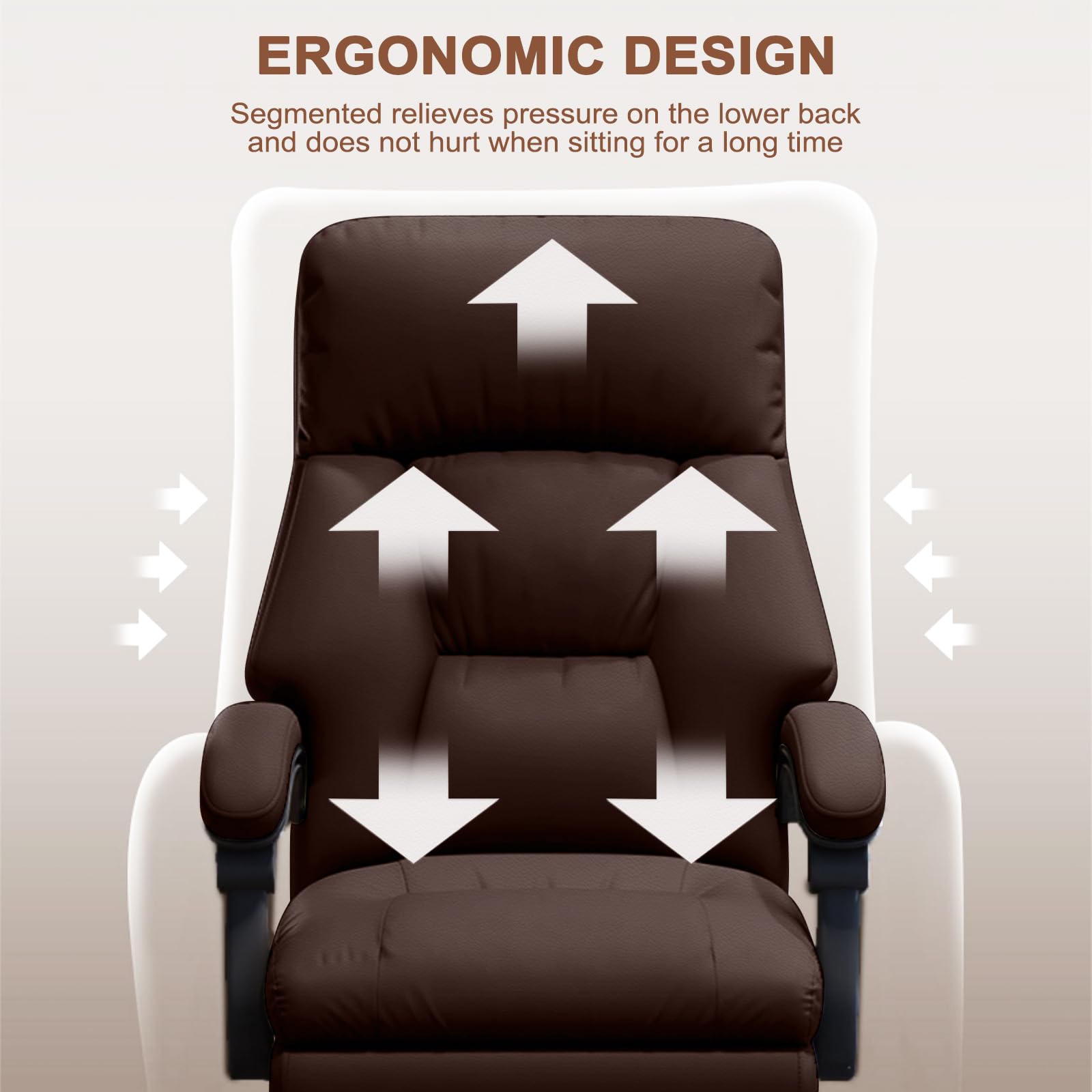 Office Chair with Leg Rest Executive Desk Chairs with Wheels High Back Computer Gaming Chairs Adjustable Reclining Ergonomic — view 3