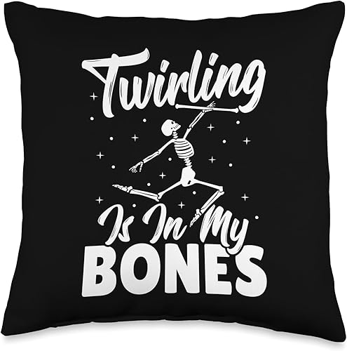 Baton Twirling Majorettes Cute Baton Design Twirling is in My Bones Throw Pillow, 16x16, Multicolor