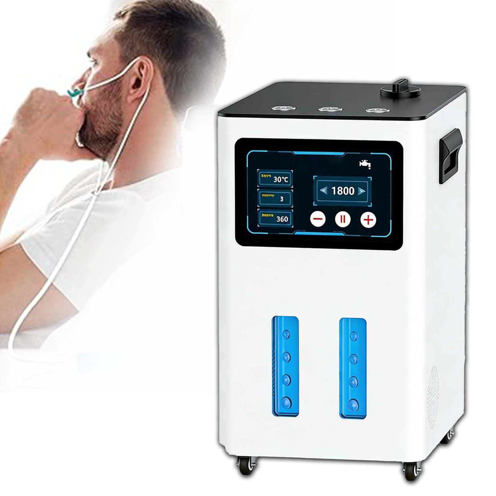 Aparat Do Inhalacji H2 Z Generatorem Wodoru 900-4200 Ml/Min, Inhalator Gazu Browns Z Trzema Wyjściami, Z Separacją H2, Automatyczne Napełnianie Opróżnianie, Technologia Spe/Pem(White,900ml/min)