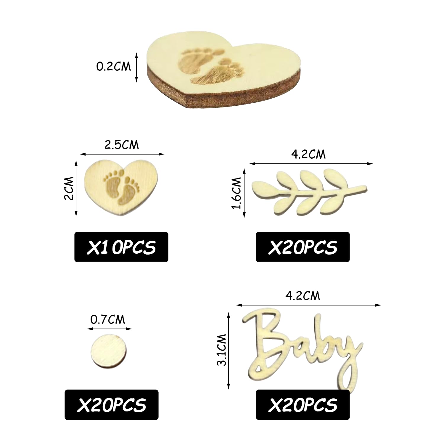 Lot de 70 Décorations pour Fête Prénatale et Baptême - Restes de Bois pour Alphabet et Révélation de Sexe
