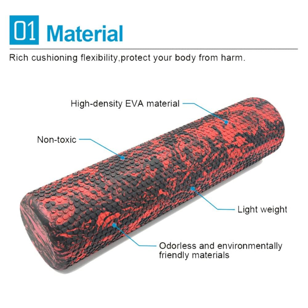 Faszienrolle mit 3D-Texturmassage, Foam Roller zur Muskelverspannungen lindern, mittlere Härte Selbstmassage Fazienrolle für rücken wirbelsäule rücken Beine,60cm