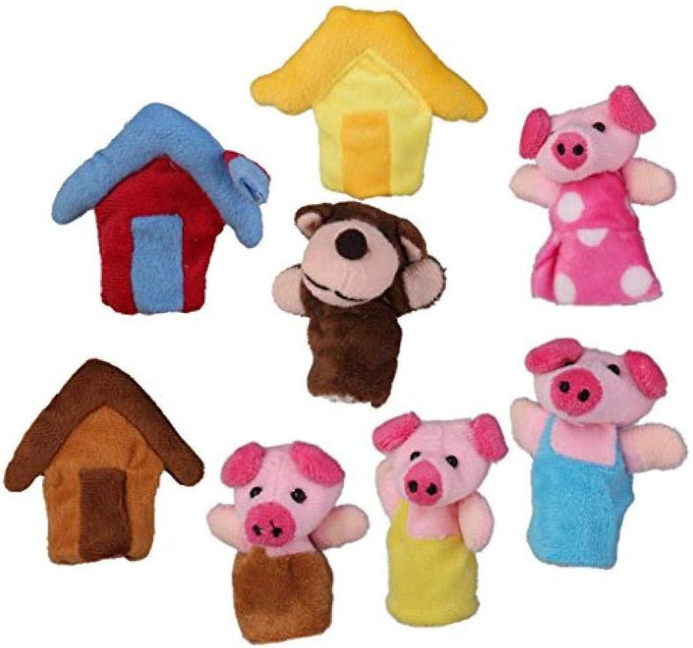 Onsinic Set of 8pcs Plush Finger Puppets Story the 3 Little Pigs