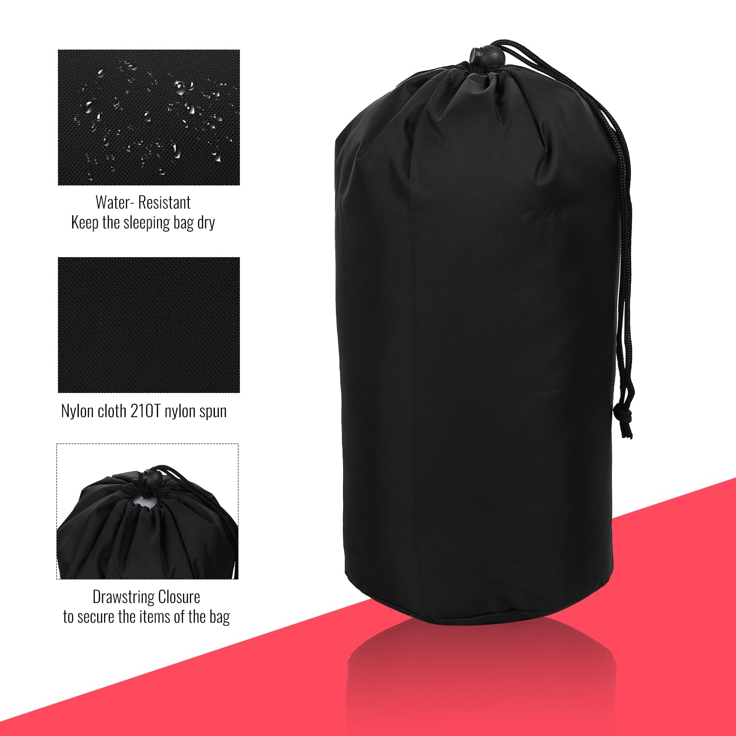 Kompressionssack, 6L 210D-Nylon Kompressions-Packsack für Schlafsack, Camping, Outdoor, Wandern, Rucksackreisen, Reisen (Schwarz)