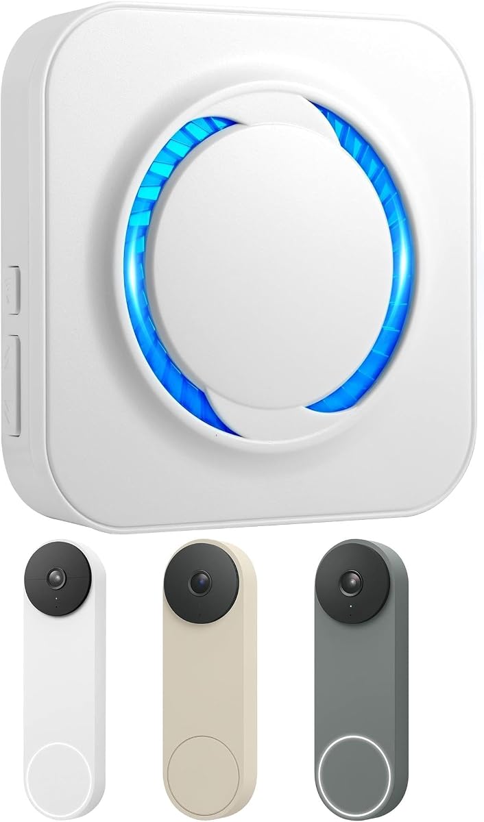 WiFi Chime for Nest Doorbell, 32 Tones, LED Flash, 999+ Expandable | Works With Google Nest Video Doorbell, Plug And Play Indoor Chime, 5 Volume Levels, Silent Flash Mode, Whole-Home Coverage