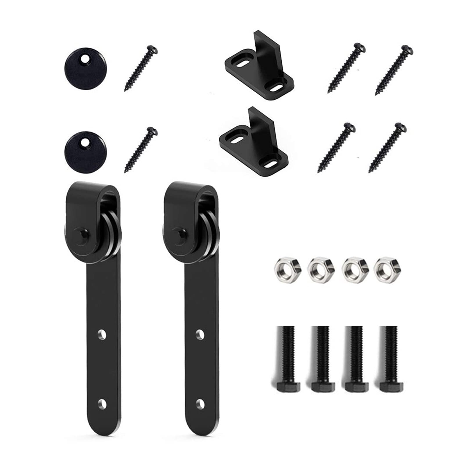 Cabinet Sliding Drzwi Barn Track Hardware Drewno Szyna Carbon Steel System Slide Roller Caps End Guide Kit,Płynny poślizg