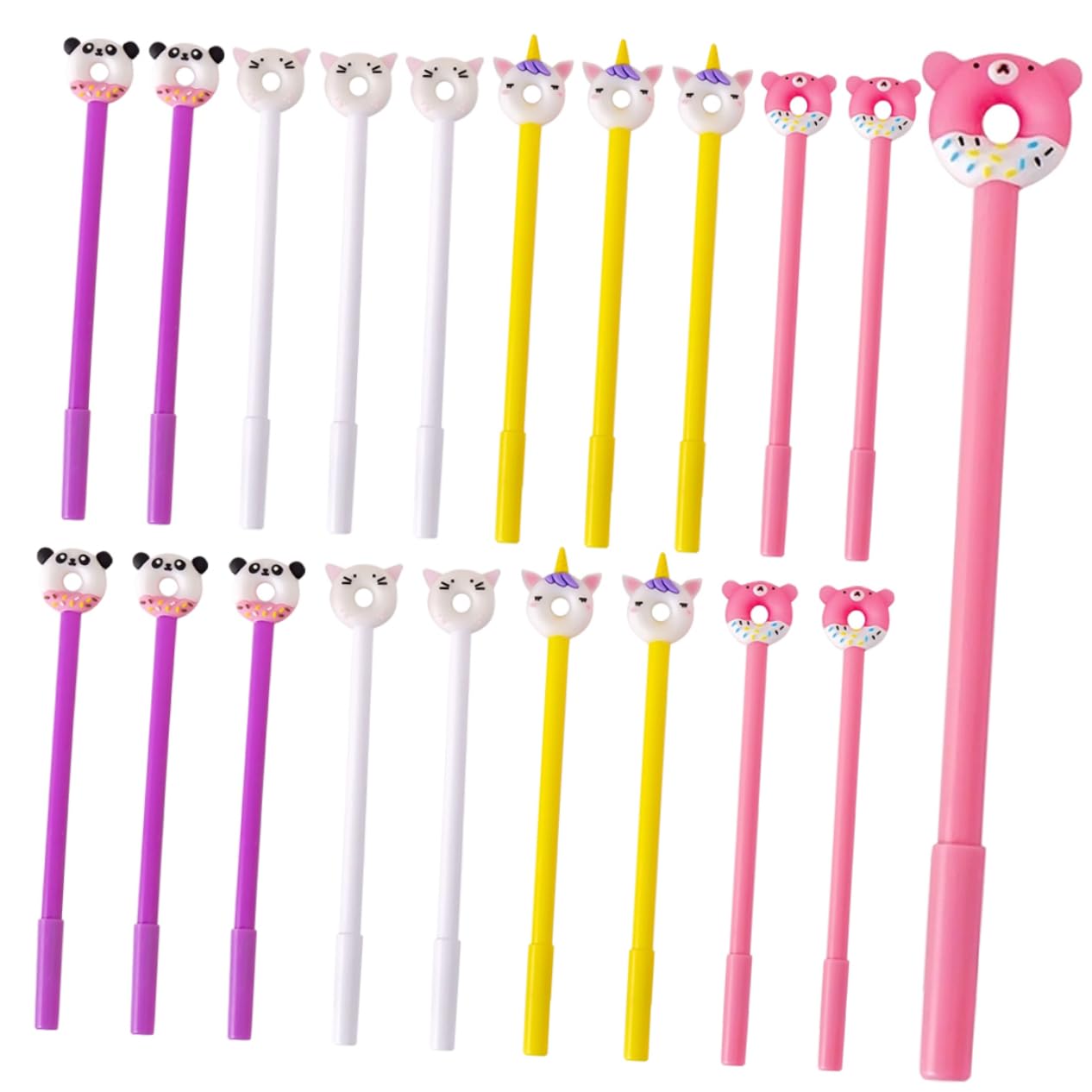 2 Ensembles Lot De Stylos Gel Donut Adorables Pour Garçon Fille Ergonomiques Et Pratiques Pour Scolaire Créatif Pour Garçons Et Filles 20 Pièces * 2