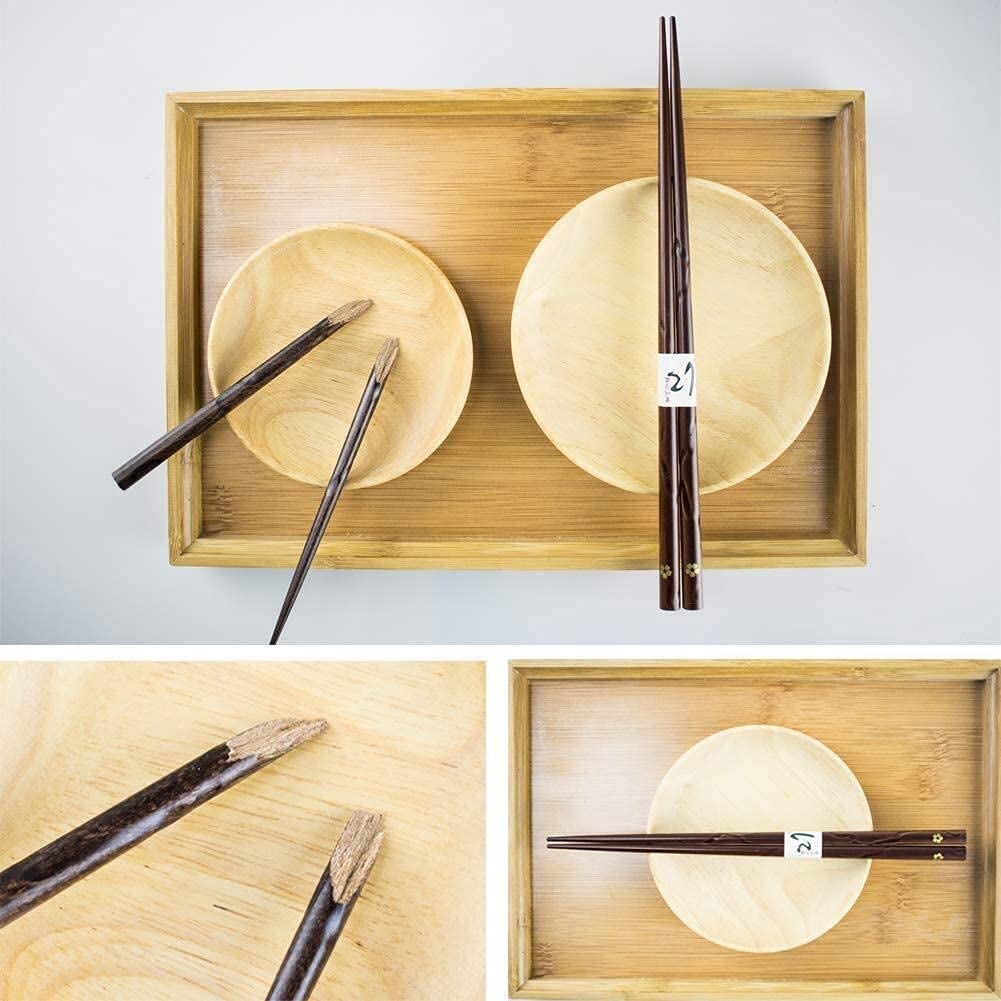 Bacchette, Bacchette Cinesi Lavabili Cancelli in Legno Naturale Giapponese Set di Bacchette Classiche riutilizzabili 5 Paia di Set Regalo