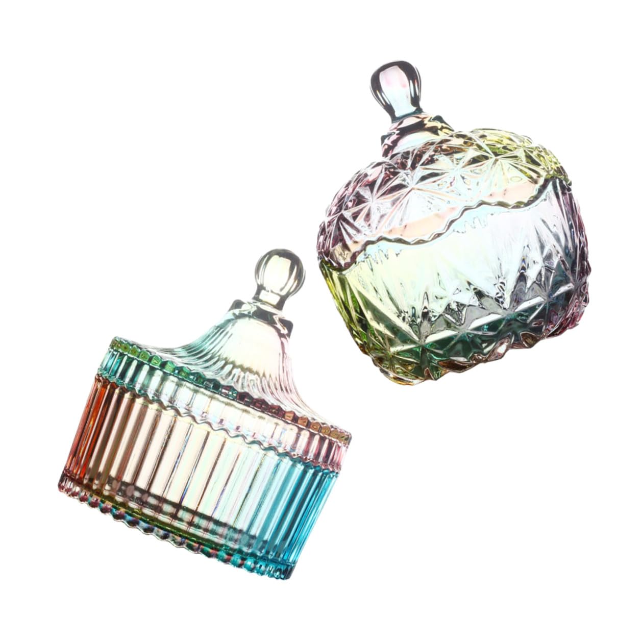 Baluue 2pcs Glass Candy Jar Lid Dried Food Holder for Snack Storage Decorative Empty Jar for Home Kitchen Use