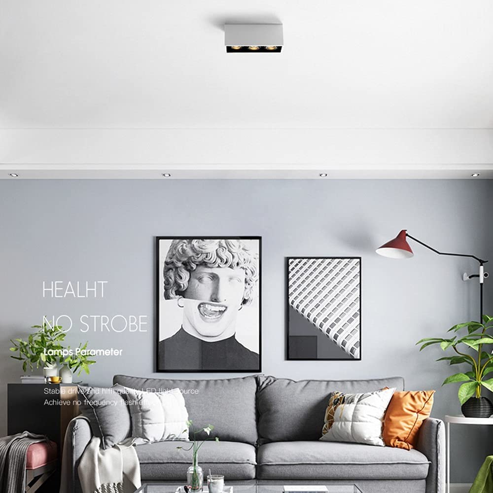 Foco, Lámpara de techo LED cuadrada de superficie, Downlights modernos antideslumbrantes de 5W-10W, Focos de 3000K-4000K CRI 90+ Ángulo de haz de 24°, Lámparas de baño de pared de fondo, /4000K/7W