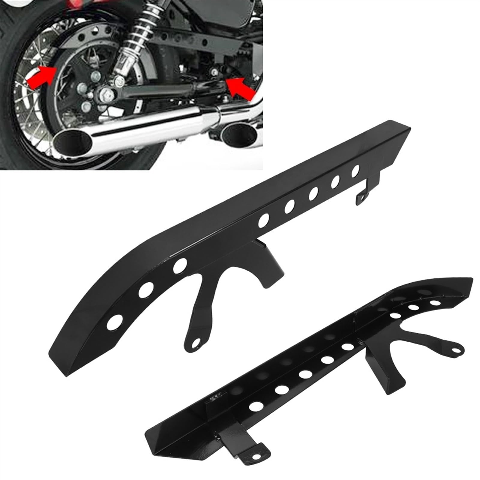 Generisch Riemenscheibenschutz for hinten, for Motorräder, schwarze Antriebsscheibenabdeckung, kompatibel mit Harley Sportster XL 883 1200 48 72 SuperLow Nightster 2004–2018