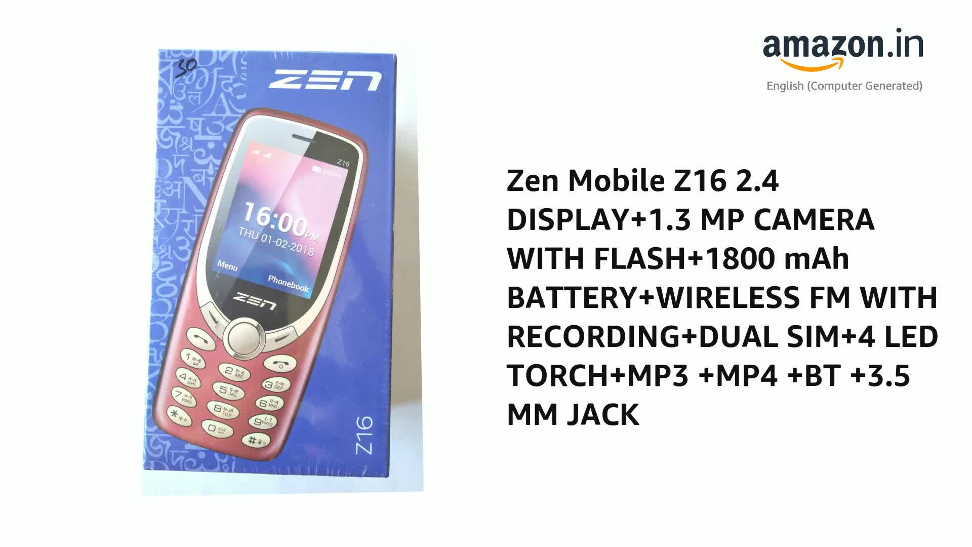 (⊙◞౪◟⊙) Zen Mobile Z16 2.4 DISPLAY+1.3 MP CAMERA WITH FLASH+1800 mAh