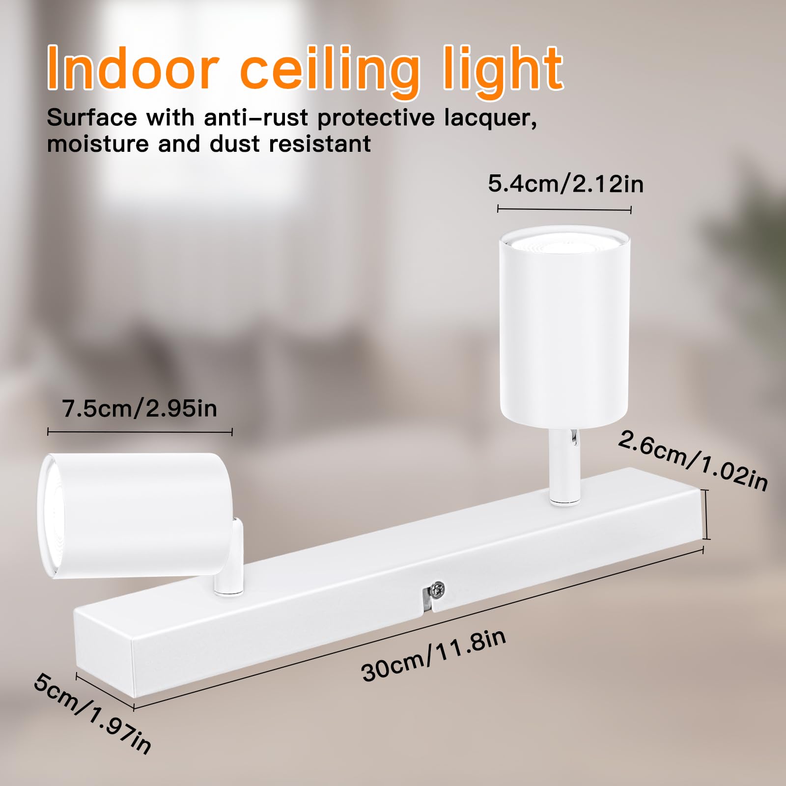 Ketom 2 Pezzi Faretti da Soffitto Orientabili Bianco, GU10 Lampada Faretti Led Soffitto Moderna, Plafoniera LED con 2 Faretti per Cucina, Cameretta, Senza Lampadina