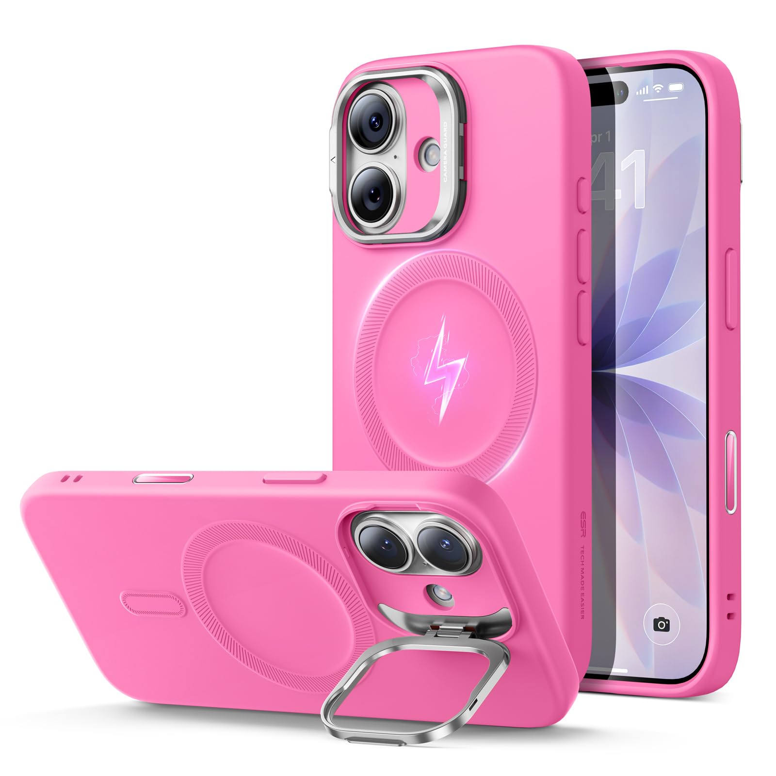 ESR for iPhone 17 Case Flex Stand for MagSafe, Silicone, Rosy Pink