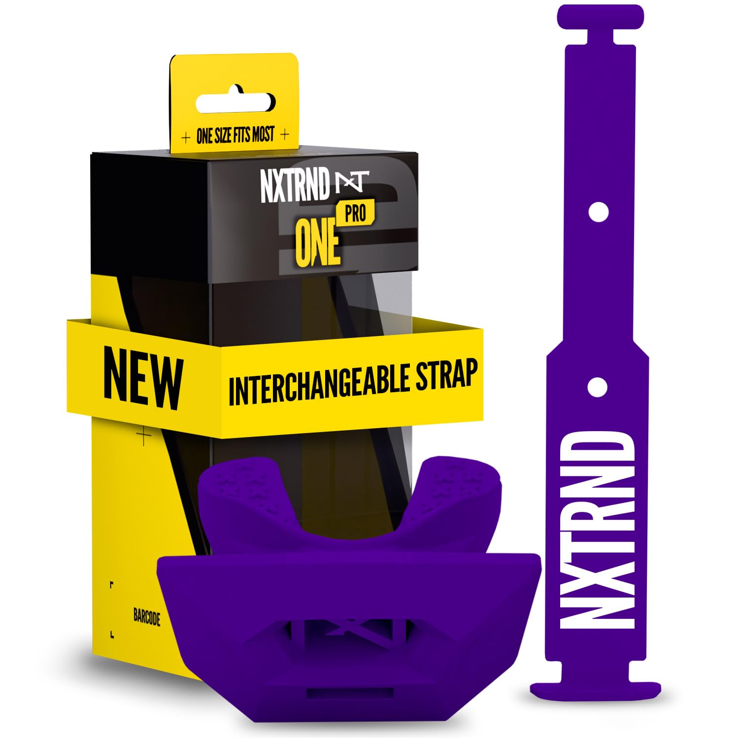 Nxtrnd One Pro Football Mouth Guard, Interchangeable Strap, Fits Adult & Youth (Purple)