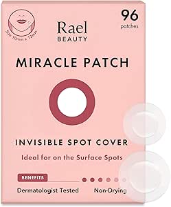 Rael Miracle Invisible Spot Cover - Absorbing Cover, Skin Care, Facial Stickers, 2 Sizes (96 Count)