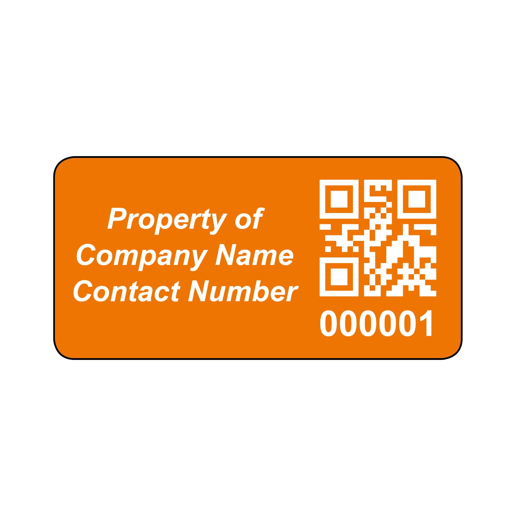 250 Personalised QR Code Asset Tag Labels Custom Sticker - with Optional Website Linked QR Code - Orange 38mm x 20mm Permanent Vinyl Labels - Simple to Customize