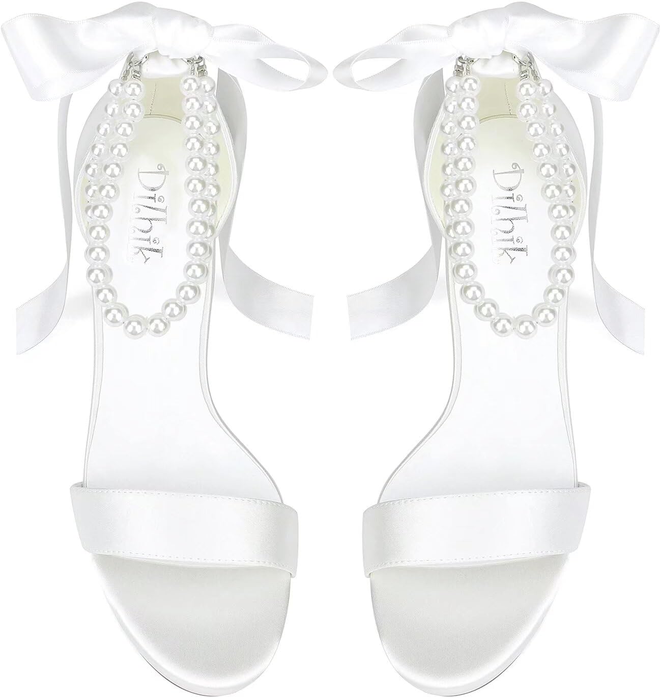 Platform Heels Wedding Shoes for Bride Pearl Heels Open Toe Bridal Shoes Wedding He... - Image 2