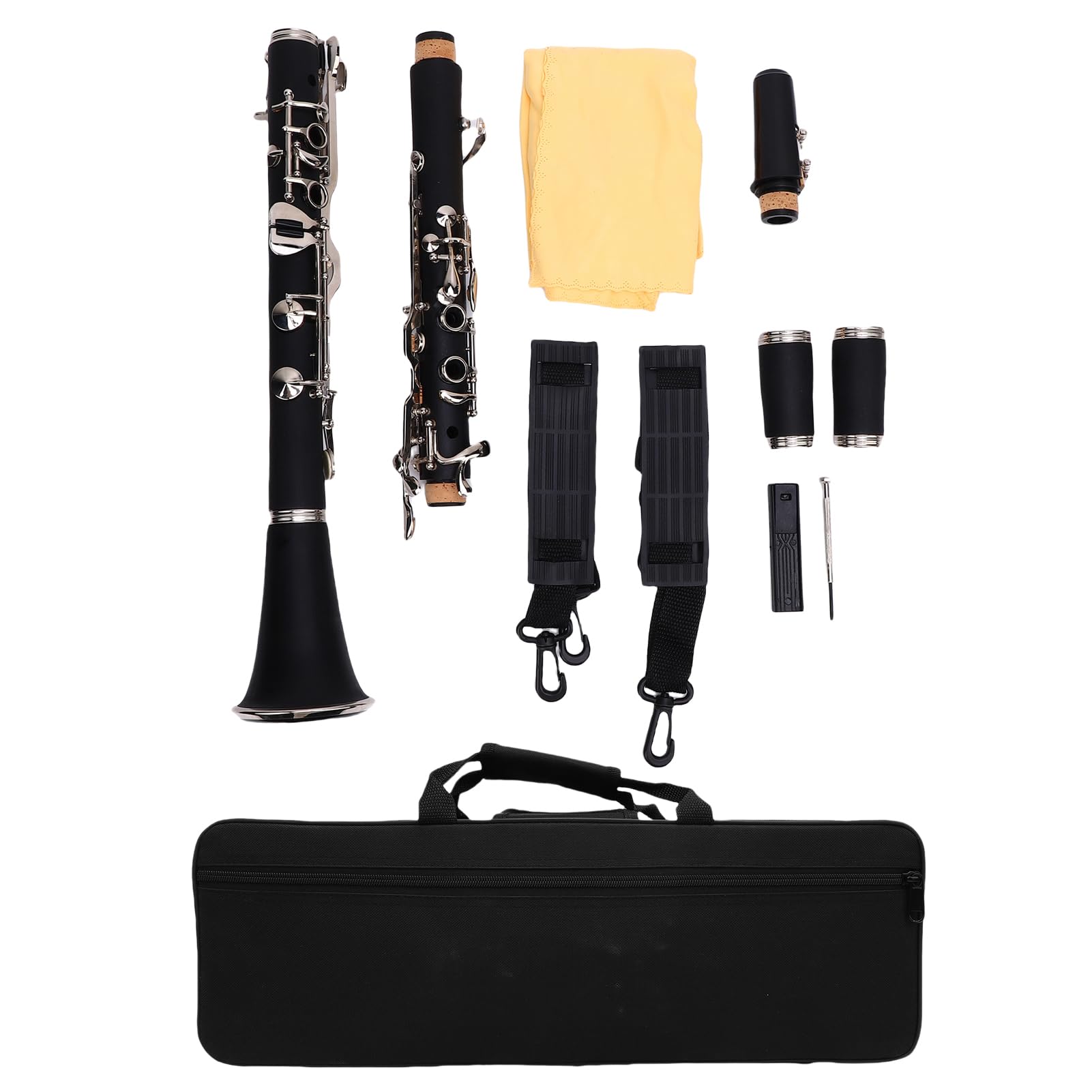 Alomejor G Key Clarinet 17 Keys, Professional Ebonite Clarinete con Estuche Duro y Kit de Limpieza para Jazz, Banda de Marcha, Jarra para Adultos