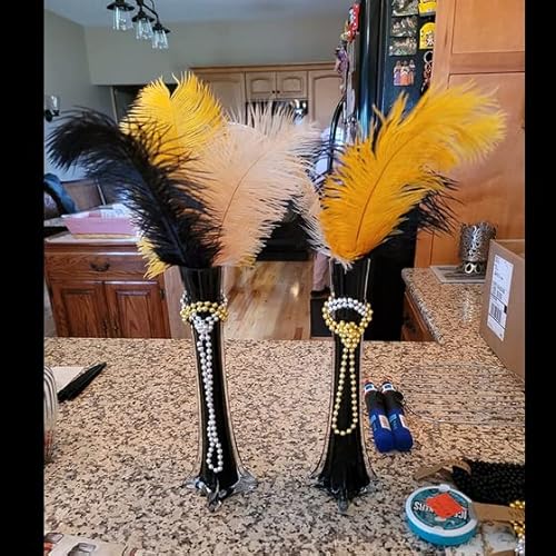 Shekyeon 12-14Inch(30-35Cm) Ostrich Feathers Plumes For Wedding Centerpieces Pack Of 10 (Black) #TOP5