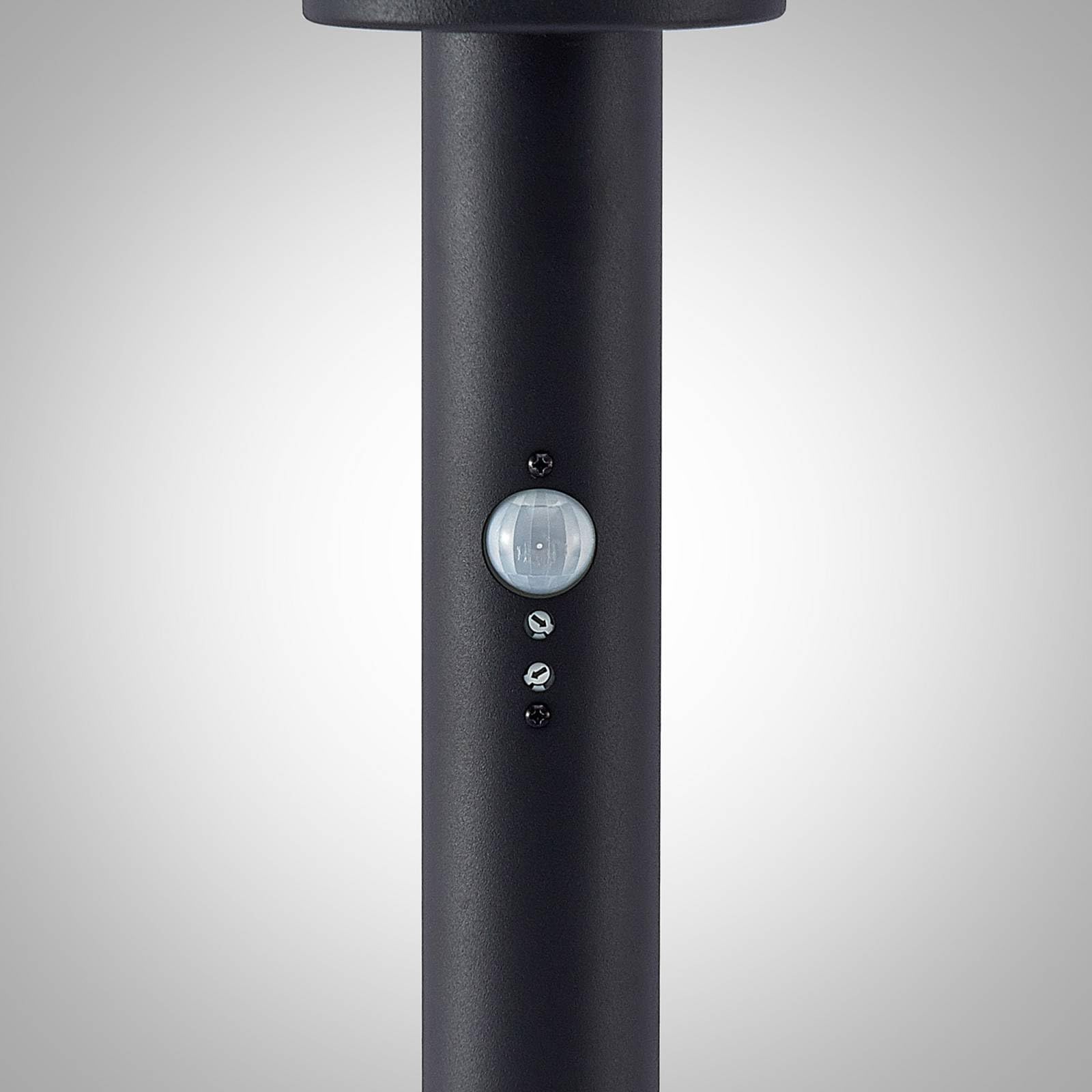 Lindby LED Außenleuchte Gregory mit Bewegungsmelder (spritzwassergeschützt (Modern) in Schwarz aus Edelstahl (1 flammig,) - Wegeleuchte Pollerleuchte Wegelampe Sockelleuchte