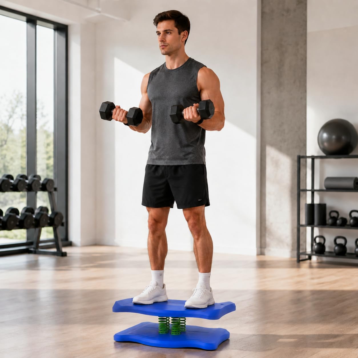 Balance Board Antiscivolo per Core Training dell'Equilibrio con Fascia di Resistenza