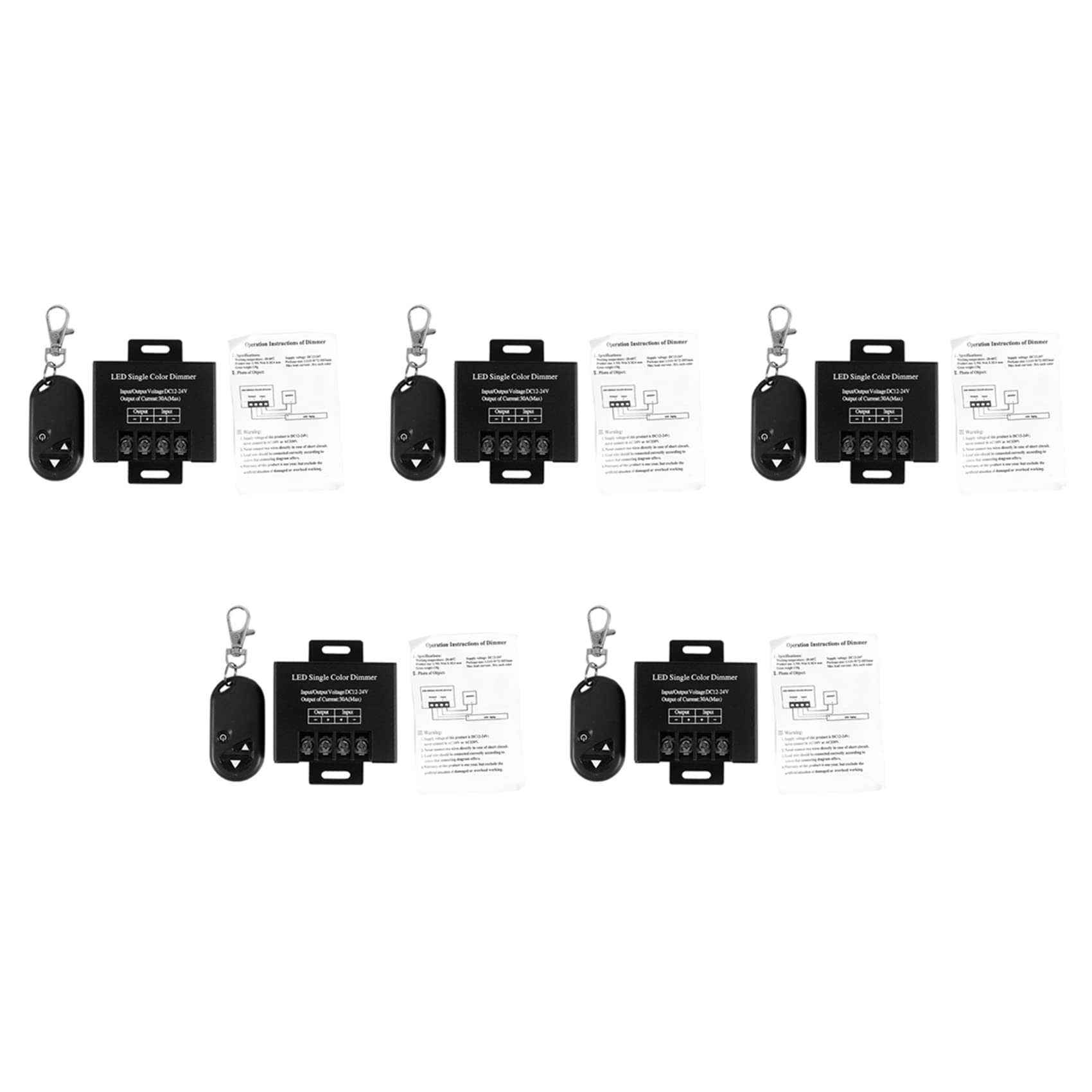 Jnchdghwa 5X 30A Single Channel LED Dimmer Controller with 3 Key Wireless Remote Control for Single Color 5050 3528 Striplight