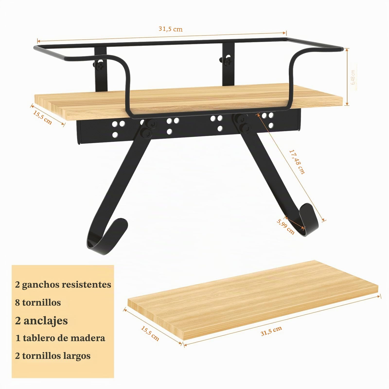 Percha para tabla de planchar para lavandería, soporte para plancha y tabla de planchar, cesta grande de madera y ganchos extraíbles, soporte de pared de metal