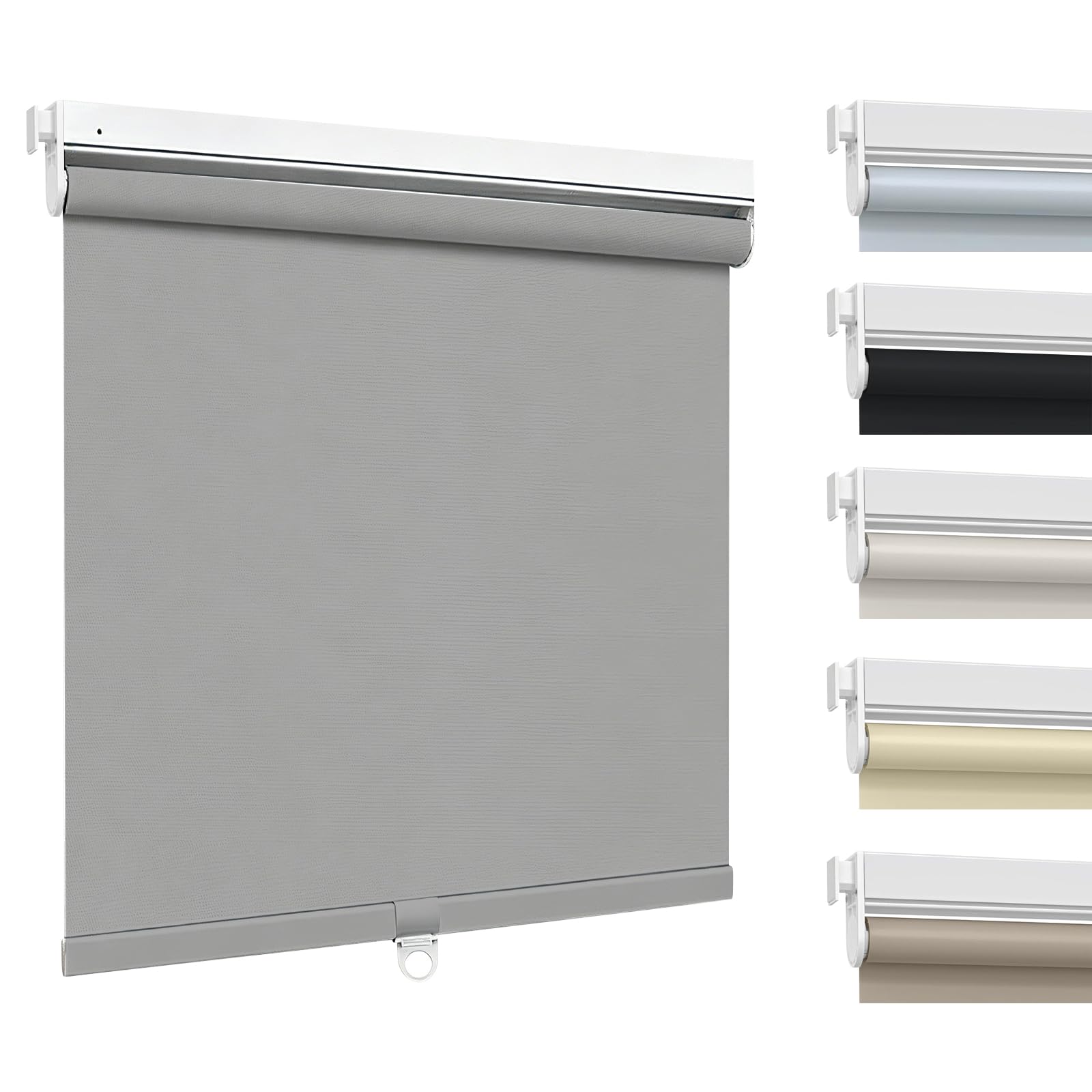 Luxevoir Panoramix No Drill Roller Shades for Window, 100% Blackout Cordless Roller Blinds for Home Privacy Custom Window Shade Easy to Install Roll Up Blinds(Gray, 93cm W x 150cm H)