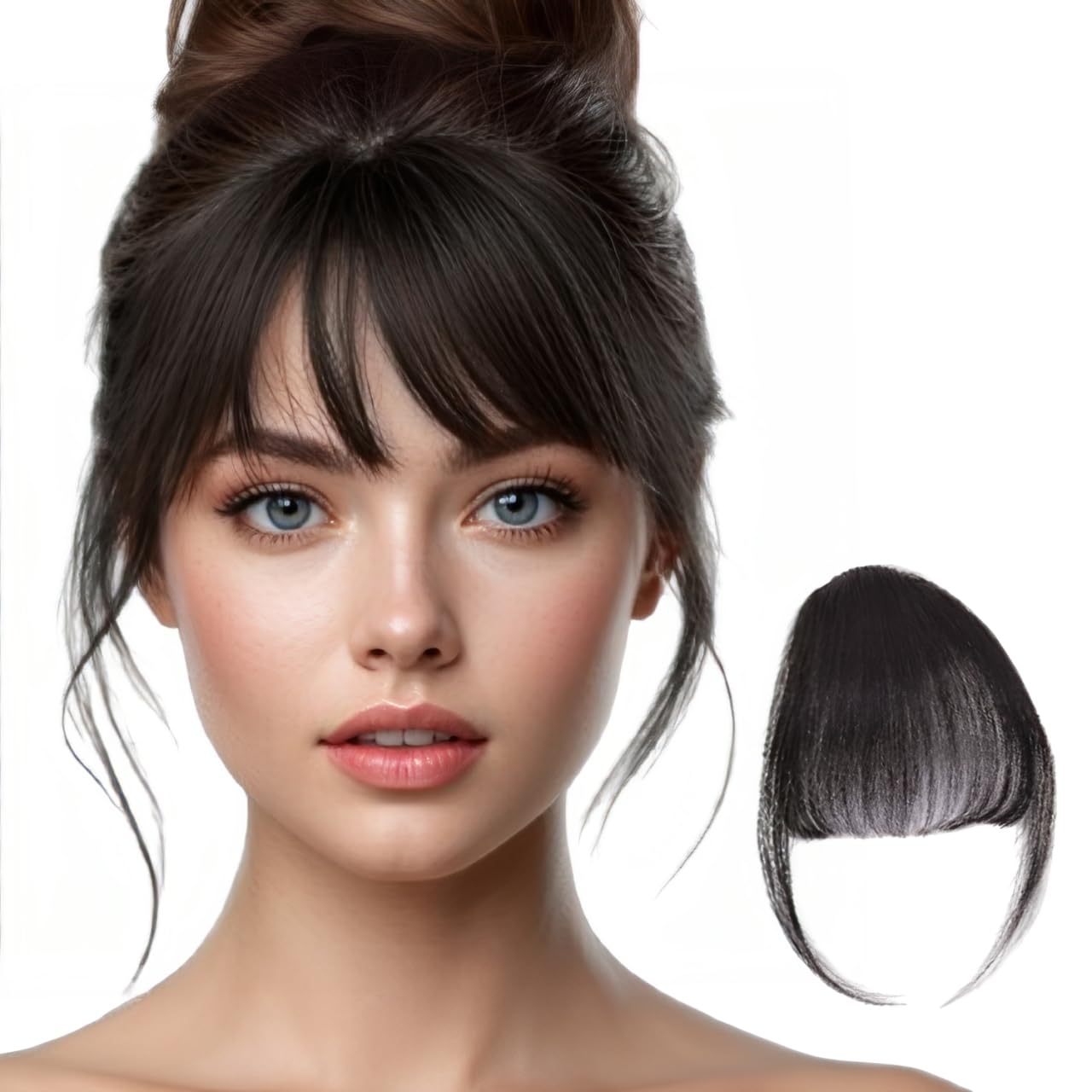AHS 10 Inches Front hair bangs | Human hair Bangs for women & girls | Clip in Bangs for women Human Hair | Front Curtain Extensions Real Human Hair-image-17