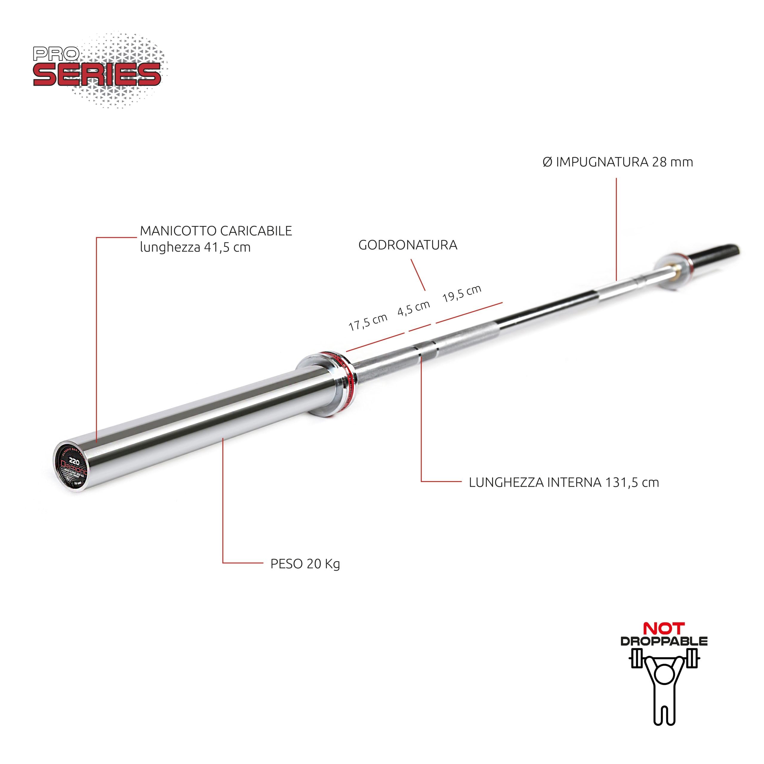 Bilanciere Olimpionico DIAMOND da 150/180/220 cm Power Training [Carico Max 330 kg] Foro Olimpionico 50mm | Impugnatura Antiscivolo