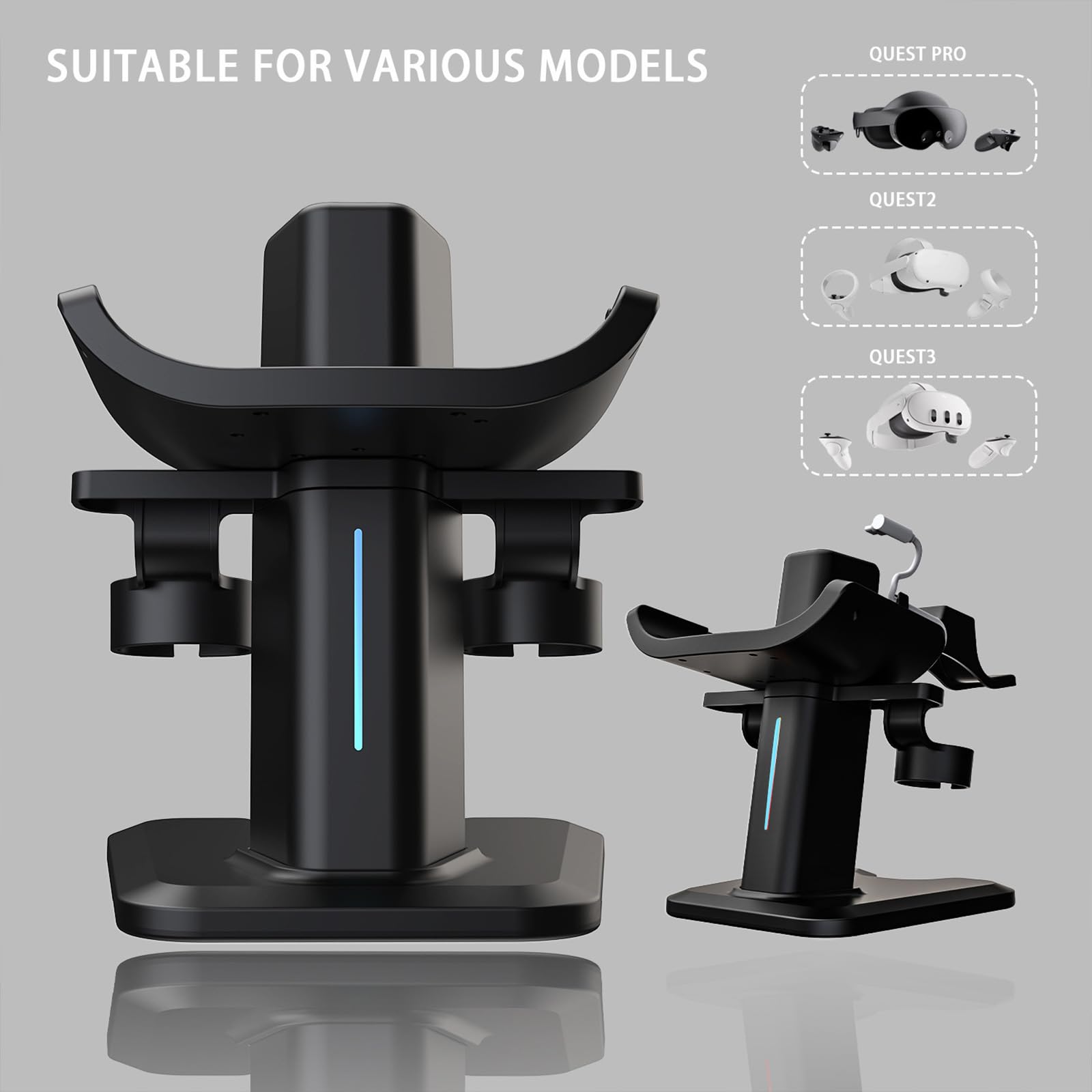 Práctico soporte de carga para auriculares para un fácil acceso a dispositivos y gafas