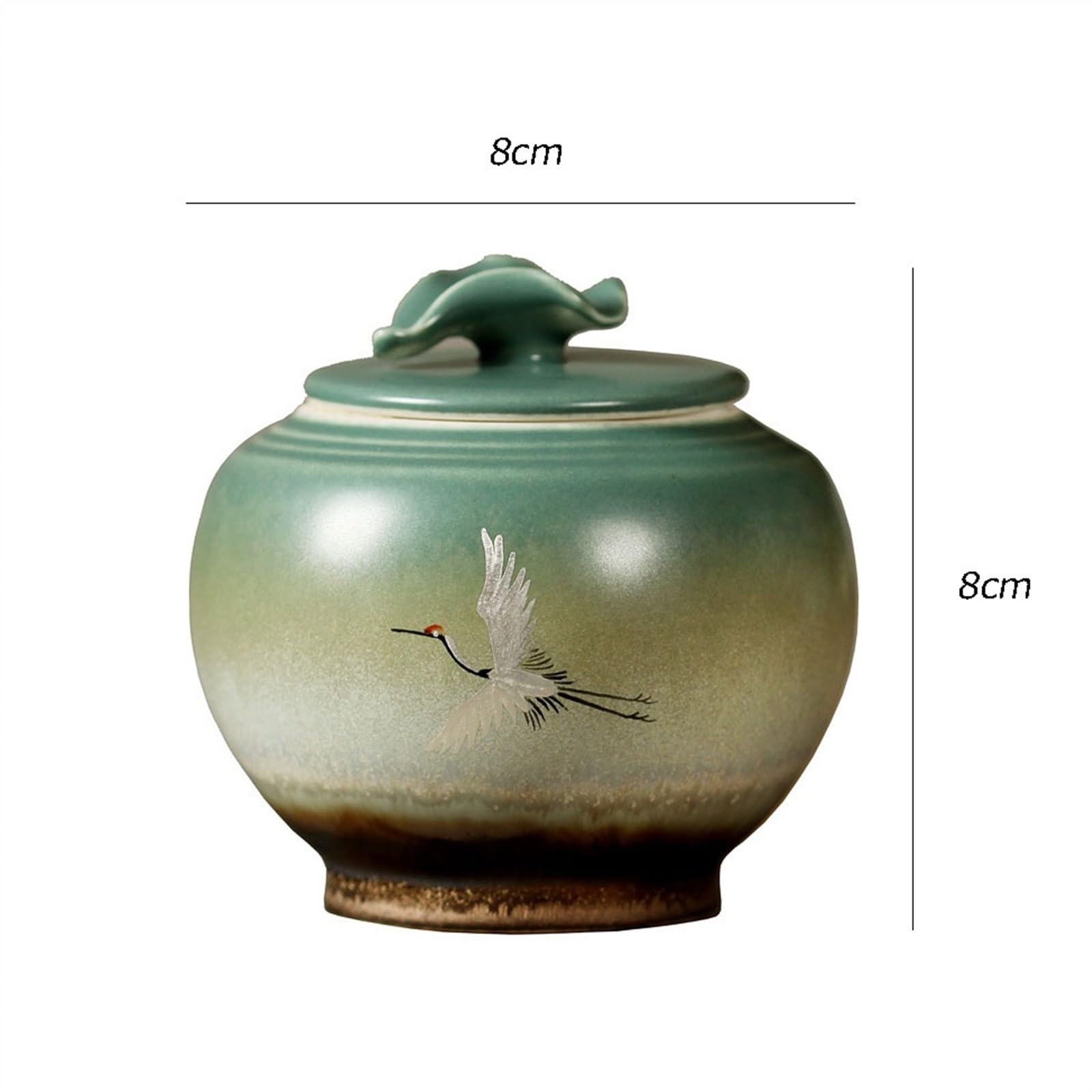 景徳鎮／茶筒 青鶴寿紋四角い茶筒 景徳鎮 陶磁器 装飾品