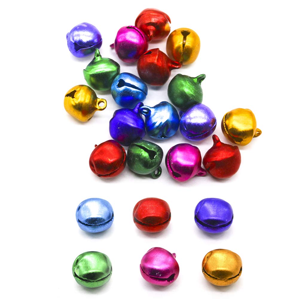 Lifreer 100PCS Jingle Bells Small Bell Mini Bells Jingle Bells for DIY Crafts, Cat Collars, Jewelry Making Christmas Craft Supplies, 10mm, Assorted Color