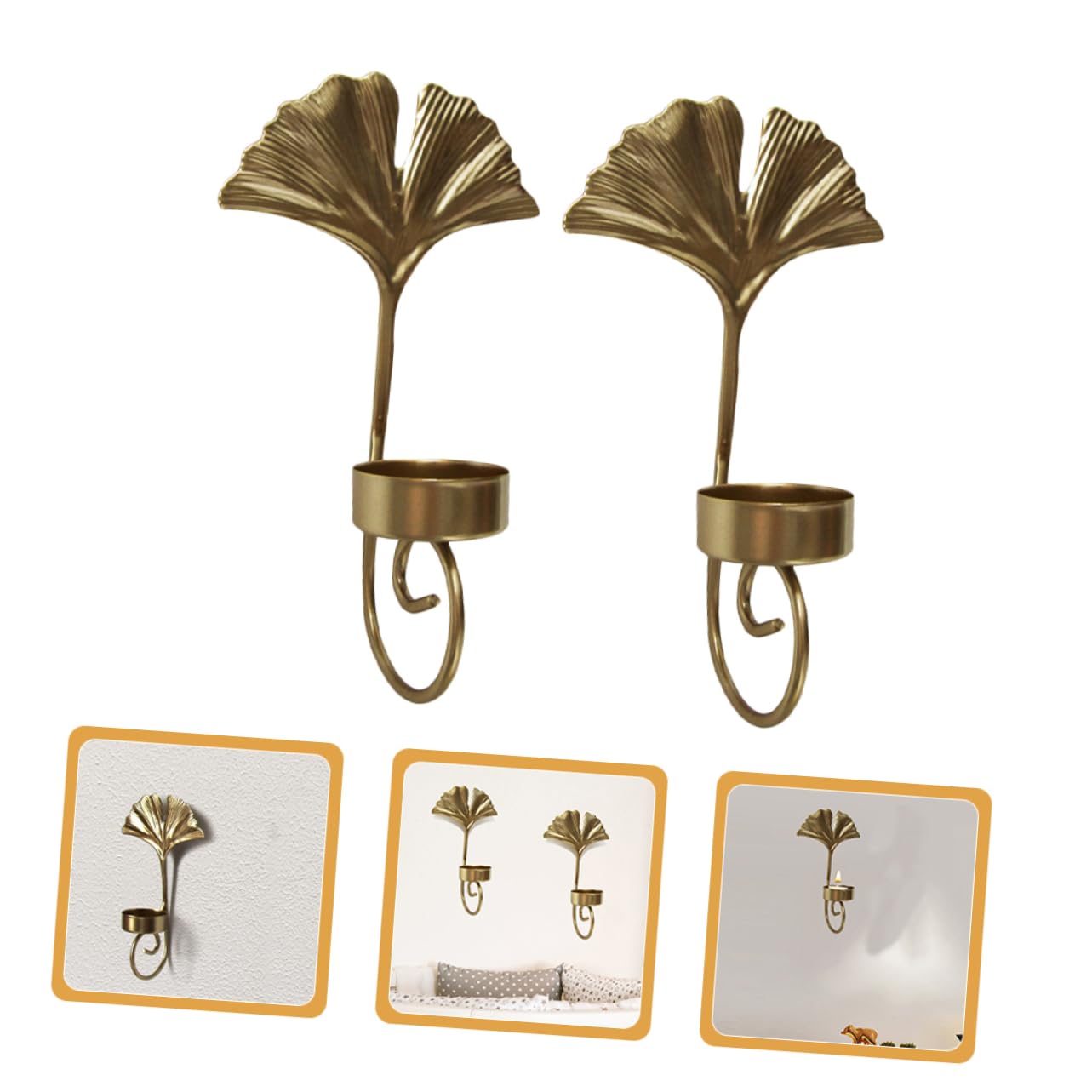 OUNONA 2 Set Portacandele Da Metallo Forma Foglia Decorazione Per Interni Per Sposi E Appassionati Design 4 Pezzi*2