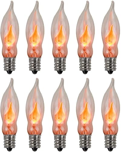 Creative Hobbies Bombilla de llama parpadeante A101 - 3 vatios, 130 voltios, base de candelabro E12, en forma de llama, base chapada en níquel,