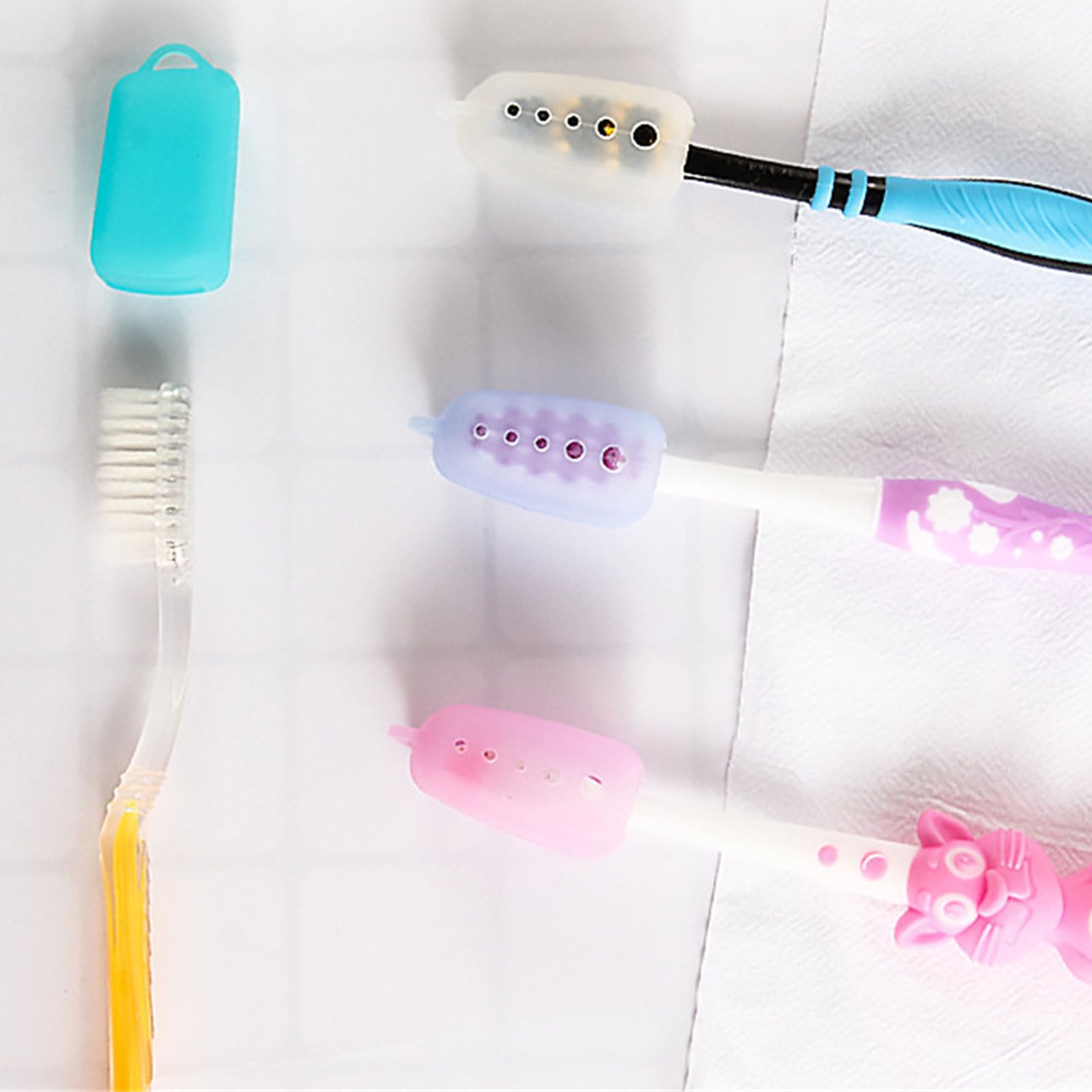 Set di 10 protezioni riutilizzabili per spazzolino da denti, in silicone, per uso quotidiano, impermeabili, essenziali
